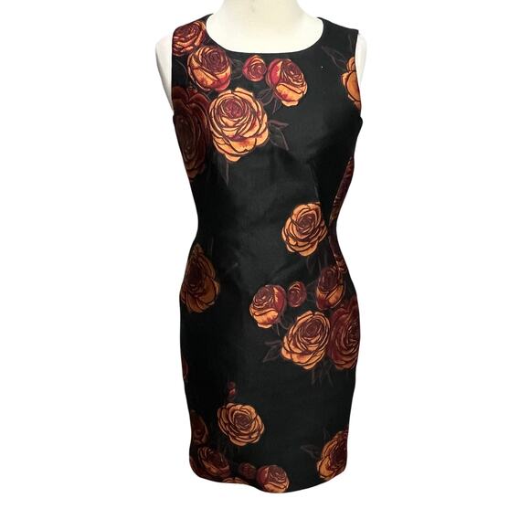 Aquilano Rimondi Sheath Dress 40 US S Black Floral Italy Romantic Euro Summer - Picture 1 of 16